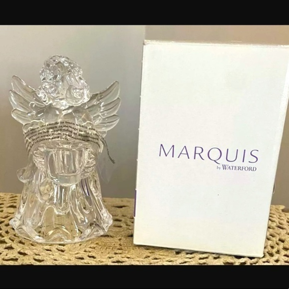 MARQUIS by WATERFORD- STANDING ANGEL New In Original Box W/Candles